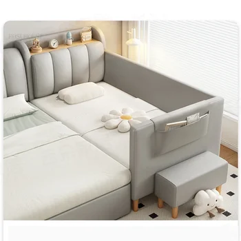  Скандинавская детская кровать из массива дерева для спальни Расширенная мягкая сумка с детской кроватью для хранения Простой креативный дизайн Детские кровати для дивана-кровати