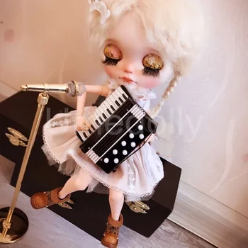  1 шт. Симпатичная модель музыкального инструмента мини-аккордеон для Blyth, Pullip, Barbies, Holala 1/6 Doll Мебель Аксессуар для украшения дома