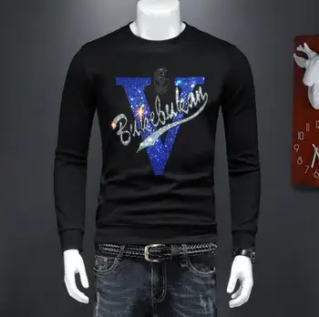  Дизайнерский пуловер со стразами Толстовка Новая мода Повседневный мужской пуловер Уличная одежда