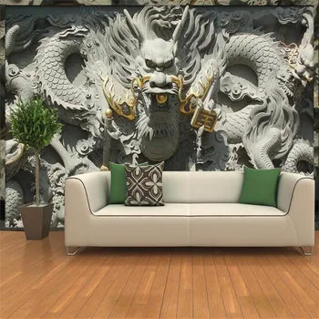  Тисненый гипс дракон фон настенные обои для гостиной украшения спальни обои 3D
