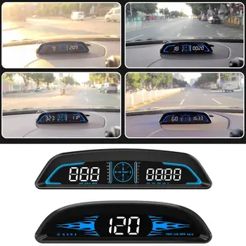  Цифровой дисплей HUD Автомобильный дисплей высокой четкости Цифровой спидометр HUD GPS спидометр с сигнализацией превышения скорости усталость