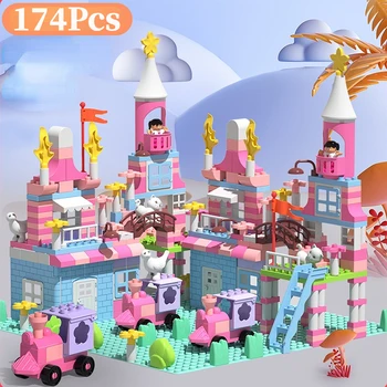  174PCS Замок принцессы Строительные блоки DIY Кирпич Сборка Кирпичи Строительство Строительные игрушки для детей Рождественский подарок для девочек