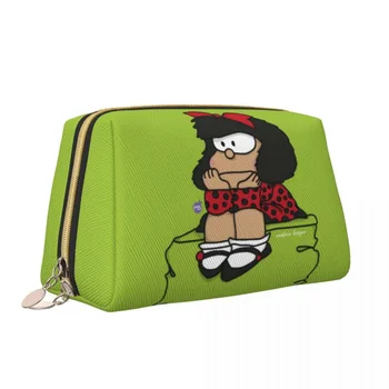  Симпатичная Mafalda Мультяшная кожаная сумка для макияжа Модные косметички большой емкости Аксессуары Женская застежка-молния Красота Туалетные принадлежности