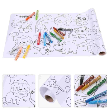  1 Набор рулонов бумаги для рисования для детей Рулон бумаги для рисования с мелками