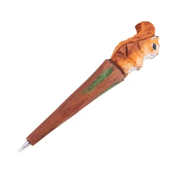  Деревянная ручка Фонтан Ручки для письма Металлическая шариковая ручка Мультяшная резьба Белка Роскошь