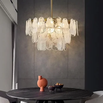  Nordic Luxury Pendant Lamp Стеклянные металлические кристаллы Светодиодные люстры Украшение гостиной Столовой Подвесной потолочный светильник