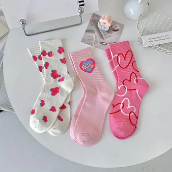  Новые модные носки для женщин Весна и осень прекрасные цветы любовное письмо носки в трубке носки дизайн чувство простоты