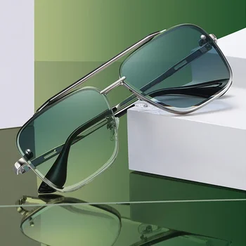  Новые градиентные солнцезащитные очки для мужчин Модные металлические солнцезащитные очки с большой оправой Бренд Дизайн Роскошный люнет De Soleil Homme