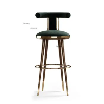  Простые вращающиеся барные стулья Изготовленная на заказ роскошная барная мебель Nordic Барный стул из массива дерева Современный островной стул Высокий барный стул для кухни
