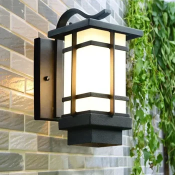  Новый уличный настенный светильник в китайском стиле Простой настенный светильник для балкона в японском стиле Уличный светильник для виллы Железный Искусство Ретро Коридор