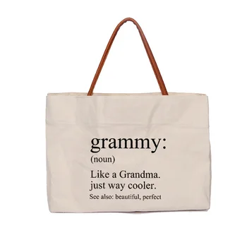   Grammy Definiton Печатная сумка Подарок для бабушки Женщины Леди Мода Пляжная Сумка Сумка Сумка Для Покупок