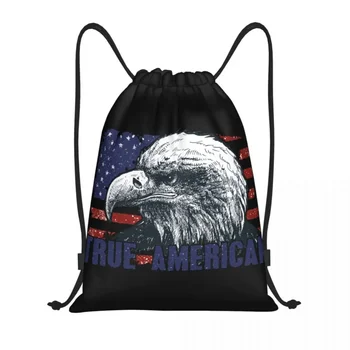  Американский орел США флаг на шнурке сумки женщины мужчины складные спортивные тренажерные залы рюкзаки для хранения