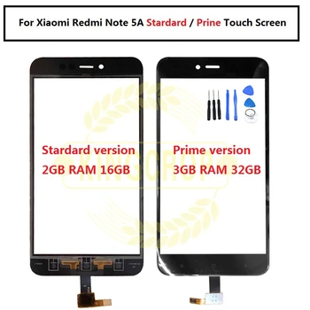  Для Xiaomi Redmi note 5a Сенсорный экран Дигитайзер Сенсорная панель Объектив Стекло Для redmi note 5a stardard prime 2 ГБ 16 ГБ 3 ГБ 32 ГБ