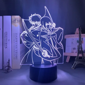 Аниме Светодиодный ночник Gintama для спальни Декор День Рождения Подарок Красочный Ночник Дропшиппинг Манга 3D Лампа Gintama