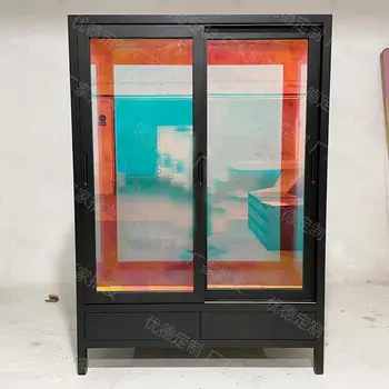   Прямые продажи с фабрики Современный стиль Красочное искусство Стеклянная дверь Ресторан Боковой шкаф Кухня Хранение