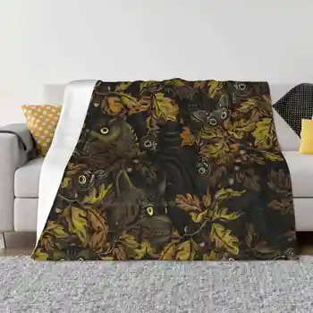 Fit In ( Жженая Сиена ) Высокое качество Удобная кровать Диван Мягкое одеяло Осенние листья Дуб Желудь Рогатая сова Сова Глаз Глаза