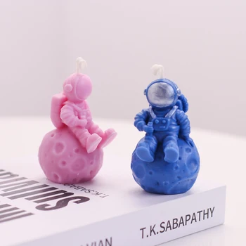   Симпатичный астронавт Ароматические свечи Изготовление форм 3D Ароматическая штукатурка Гипсовое украшение Свеча ручной работы Мыльная форма
