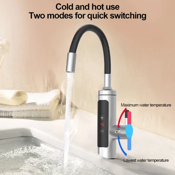   Электрический водонагреватель Кран 3000 Вт Кран быстрого нагрева Вращение на 360 градусов ЖК-дисплей с цифровым сенсорным управлением Кухонные принадлежности для ванной комнаты
