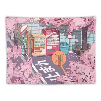  Новый Красивая эстетика улицы Токио и цветущее розовое дерево сакуры Гобелен Настенные украшения для комнаты