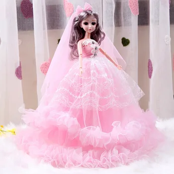  30 см большой BJD Barbi Кукла Кружевное свадебное платье Принцесса 9 Подвижные шарнирные куклы Модное платье Детская игрушка Девочка Рождественский подарок