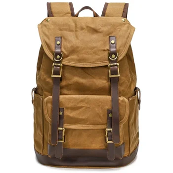  2023 Новая мужская сумка через плечо Trend Ретро компьютерная сумка Дорожный рюкзак большой емкости Водонепроницаемая холщовая альпинистская сумка