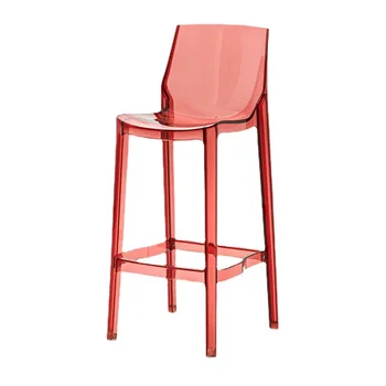  Современный простой прозрачный барный стул Акриловый барный стул с высокой спинкой Барный стул Пластиковый стул