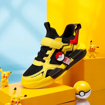  Kid Casual Sneakers Pikachu Детская мультфильм Спортивная обувь Мальчик Девочка Студент Беговая Обувь Дышащий Легкий Размер EU28-39