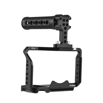  Andoer Камера Каркас для камеры Sony ZV-E1 Видеоклетка из алюминиевого сплава с креплениями для холодного башмака Многочисленные резьбы 1/4 дюйма