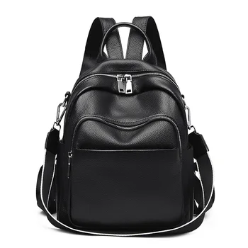   Высокое качество 100% натуральная кожа Женщины Backpck 2023 Новый повседневный женский рюкзак большой емкости Дорожная школьная сумка для девочек