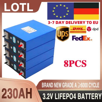 8 шт. Батарея LiFePO4 3,2 В 230 Ач может быть объединена в инвертор 12 В 24 В EV RV Тележка для гольфа электромобиль солнечная батарея