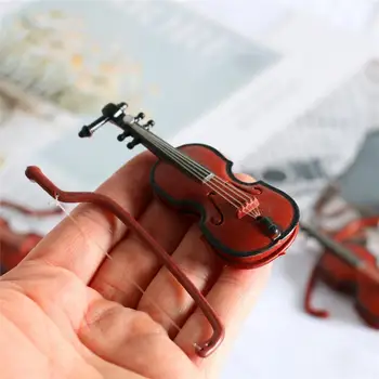  износостойкий миниатюрный скрипичный орнамент с гладкой поверхностью скрипки элегантный со струнным кукольным домиком миниатюрный скрипичный орнамент
