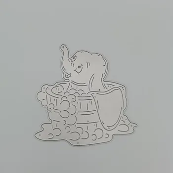  Слоненок купается в ванне Металлические режущие штампы Трафарет DIY Скрапбукинг Фотоальбом Декор Тиснение Карты Изготовление поделок своими руками