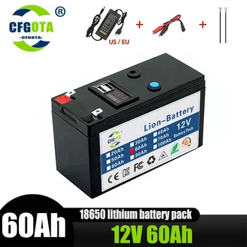  12 В 60 Ач Портативная аккумуляторная батарея LiFePO4 Литиевая батарея Встроенный 5 В 2,1 А USB Питание Дисплей Порт Зарядка