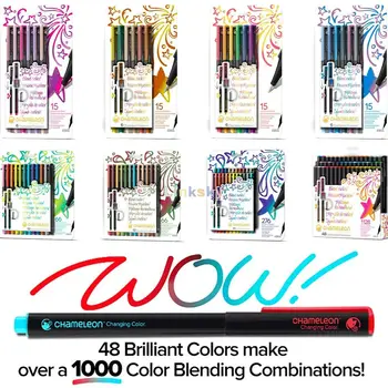  Ручки-хамелеоны НОВИНКА! Смешивание цветов Файнлайнер Ручки Художественные маркеры Файнлайнеры, тонкое наконечник Японская точность 0,3 мм металлический наконечник