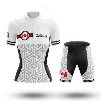  Женщины Велоспорт Джерси Канада Лето Дышащий С Короткими Рукавами Велосипед Джерси Комплект Горный Велосипед Велоспорт Одежда Быстросохнущая спортивная одежда
