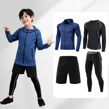  Детская спортивная одежда, теплое белье, быстросохнущая одежда, баскетбольная и футбольная форма для мальчиков, обтягивающая спортивная одежда для мальчиков
