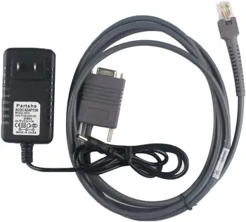  2Mtr RS232 Последовательный кабель + адаптер переменного тока 5 В 1 А Блок питания для сканера штрих-кода Zebra Motorola Symbol LS2208 LS4278 LS4208