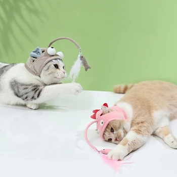  Шапка в форме кошки-рыбы для домашних кошек Котенок Упражнение Кошка Головной убор Кошка Меховая шапка N84C