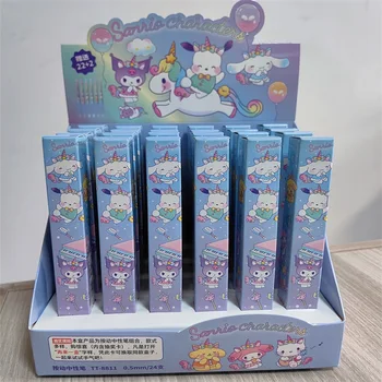  24 шт./коробка Sanrio Гелевые ручки Hello Kitty Kuromi Cinnamoroll Роллер Шарик Ручка Школьные принадлежности Канцелярские товары оптом