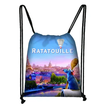  Disney Ratatouille Сумка на шнурке Детская сумка для хранения Мальчики Девочки Повседневный рюкзак Дорожные сумки Сумки для покупок Книжная сумка Подарок