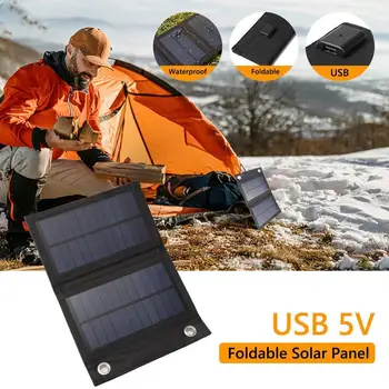   Складное зарядное устройство 6 Вт Солнечные батареи Аккумулятор 5 В USB Солнечные панели с карабином