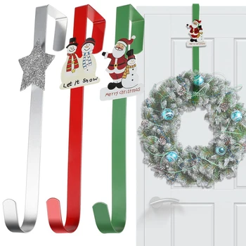  3 шт. Рождественские вешалки для венков, как показано на рисунке 12-дюймовый мультфильм над дверными крючками зимние снеговики Санта-Клаус Звезда Вешалки для входной двери